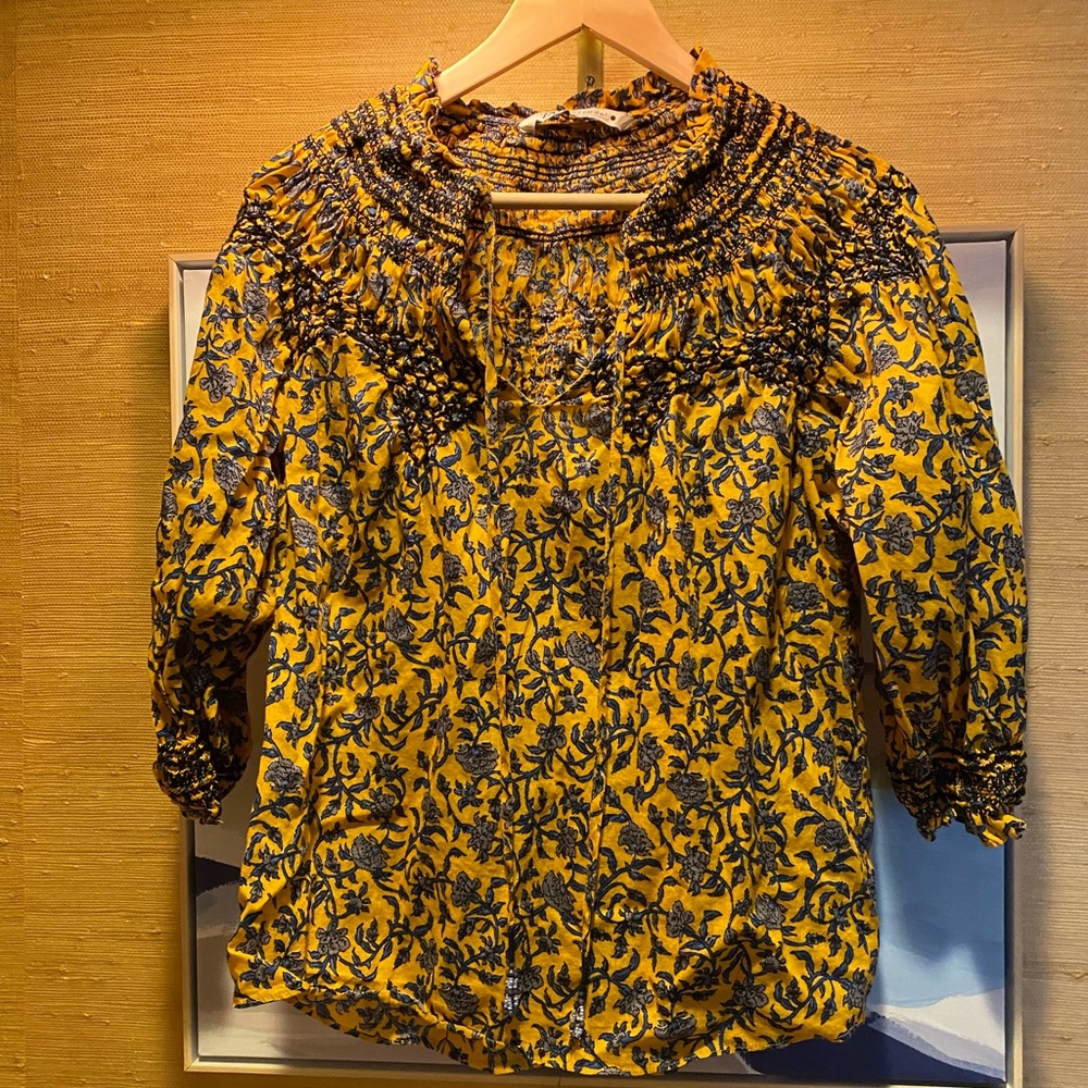 Gorgeous Zara top Yellow and Navy worn once!!